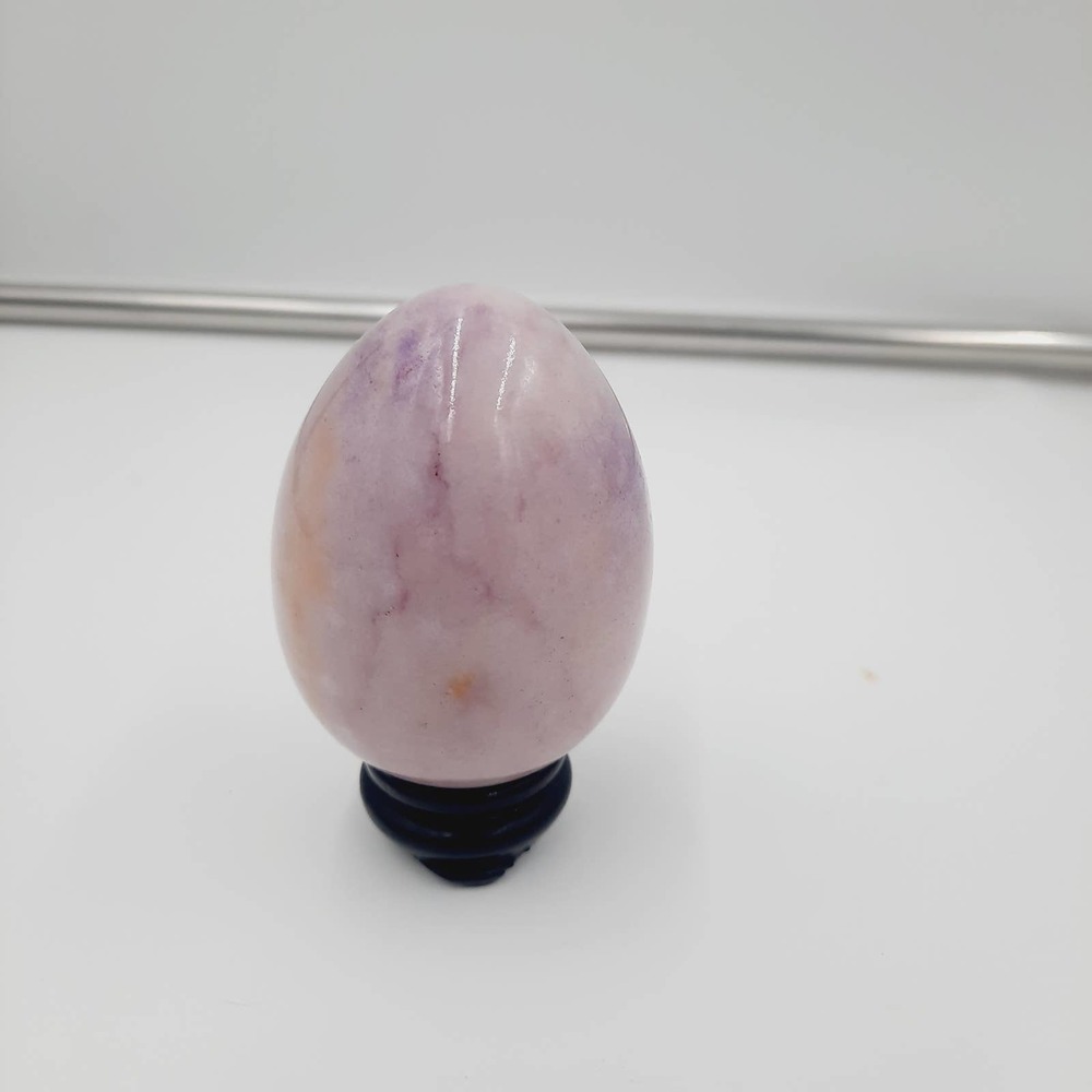 Vtg Light Pinkish Purple Dark Purple veining Alabaster Egg Easter Spring Decor